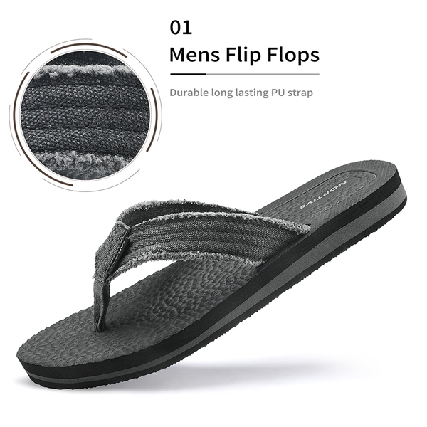 Men's Comfortable Flip Flops - BLACK GREY - 2